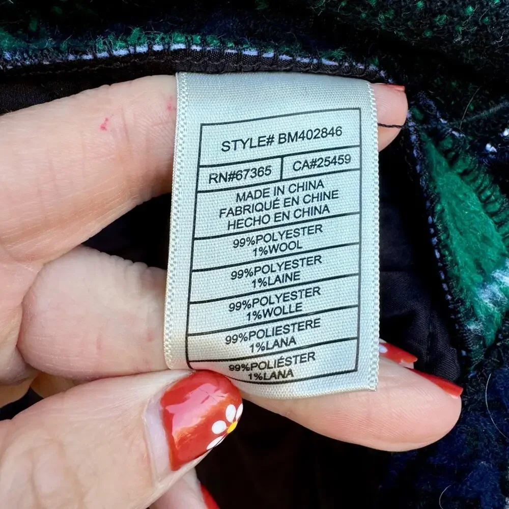 Steve Madden size L The Belle Plaid Lined Shacket Jacket - pine green - Picture 12 of 13